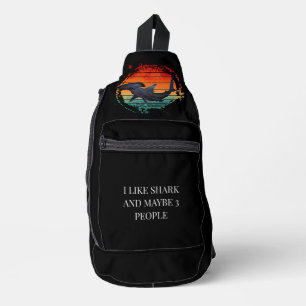 CUSTOM PHRASE ICH MAG SHARK UND VIELLEICHT 3 PERSO CROSSBODY BAG