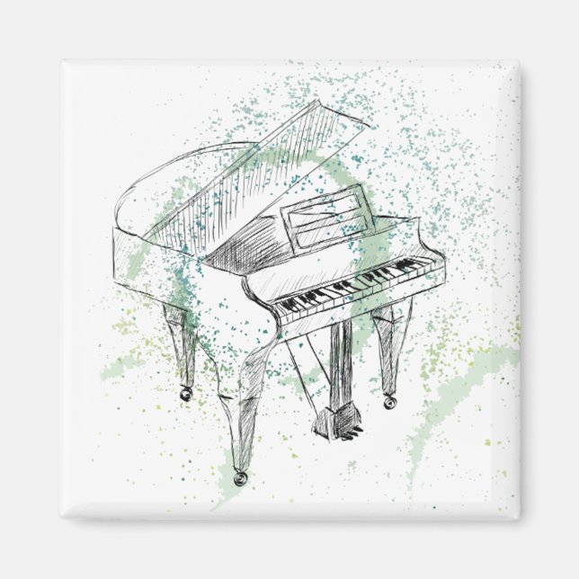 Custom Piano Illustration Art Drawing Music Lovers Magnet (Vorne)