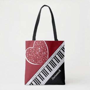 Custom Piano Music Liebe Herzname Schwarz Rot
