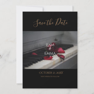 Custom Piano Rose Red Floral Wedding Save The Date