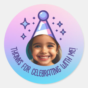 Custom Pic Geburtstag Dank Party Pastel Gradient Runder Aufkleber