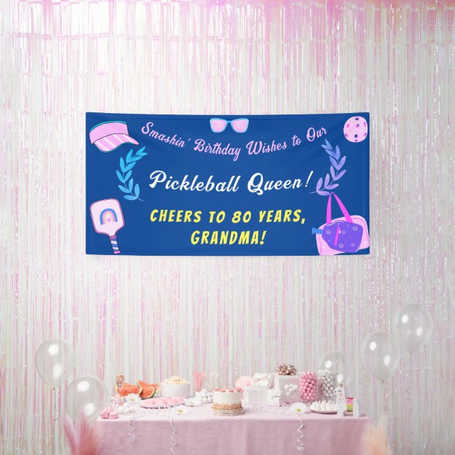 Custom Pickleball Queen Birthday Banner (Party)