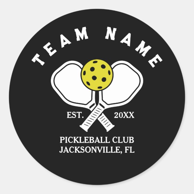 Custom Pickleball Team Schlüsselanhänger - Geschen Runder Aufkleber (Vorderseite)