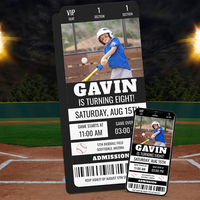 Custom Picture Baseball Ticket Geburtstagsparty Einladung (Von Creator hochgeladen)
