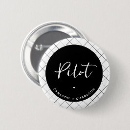 Custom Pilot Aviation School Abschluss Elegant Button
