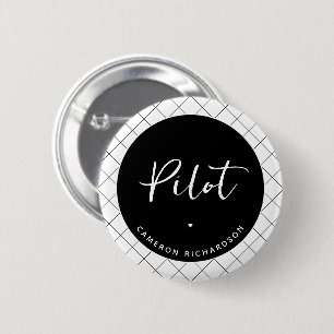 Custom Pilot Aviation School Abschluss Elegant Button
