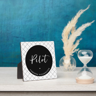 Custom Pilot Aviation School Abschluss Elegant Fotoplatte