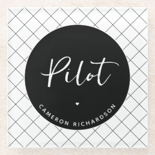 Custom Pilot Aviation School Abschluss Elegant Glasuntersetzer