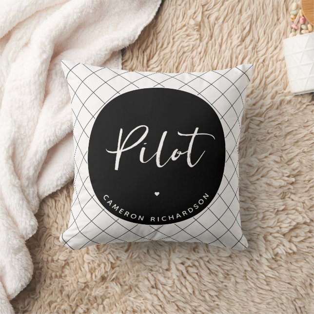 Custom Pilot Aviation School Abschluss Elegant Kissen (Decke)