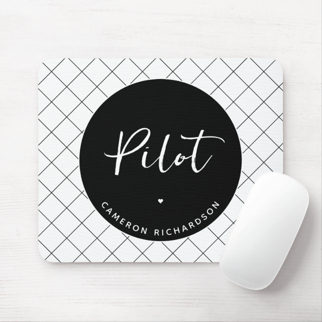 Custom Pilot Aviation School Abschluss Elegant Mousepad (Mit Mouse)