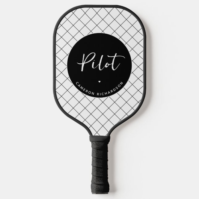 Custom Pilot Aviation School Abschluss Elegant Pickleball Schläger (Vorderseite)