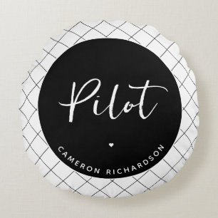 Custom Pilot Aviation School Abschluss Elegant Rundes Kissen