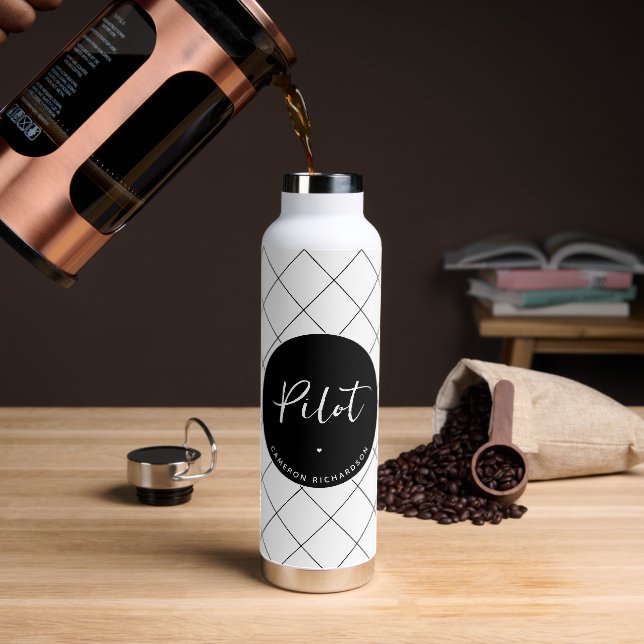 Custom Pilot Aviation School Abschluss Elegant Trinkflasche (Kaffee)