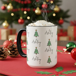 Custom Pine Tree Christmas Mug for Kids & Coworker Tasse