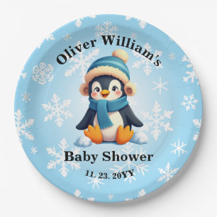 Custom Pinguin Baby Dusche Teller