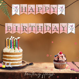 Custom Pink Albern Gänse Geburtstagsfeier Flags Wimpelkette