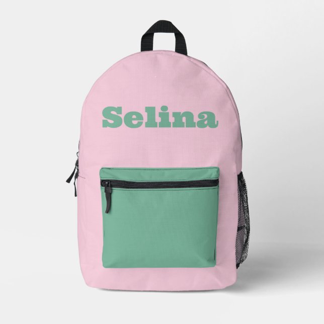Custom Pink and Mint Green Bedruckter Rucksack (Vorderseite)