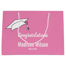 Custom Pink and White Abschluss Herzlichen Glückwu Große Geschenktüte