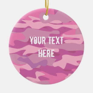 Custom pink Armee Camouflage Foto Weihnachtsbaum Keramik Ornament