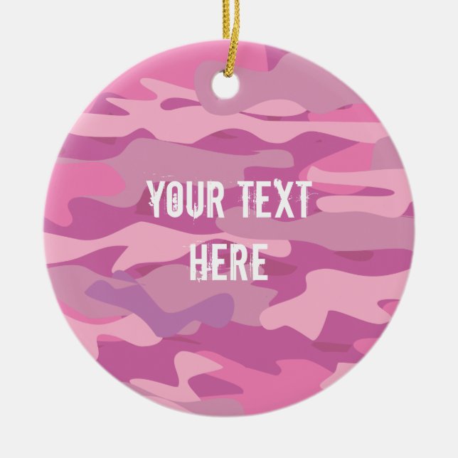 Custom pink Armee Camouflage Foto Weihnachtsbaum Keramik Ornament (Vorne)