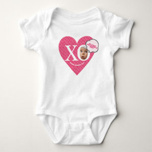 Custom pink Baby Girl My 1. valentine's! Strampler