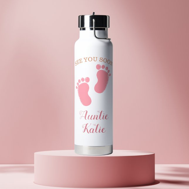 Custom Pink Baby Name Sie bald sehen Trinkflasche (Von Creator hochgeladen)