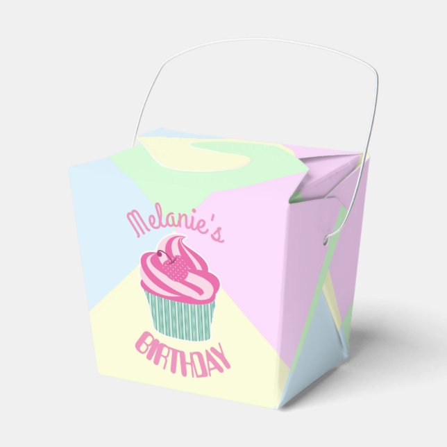 Custom Pink Birthday Cupcake Geschenkschachtel (Vorderseite)