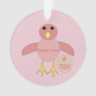 Custom Pink Birthday Girl Chick Acrylic Ornament