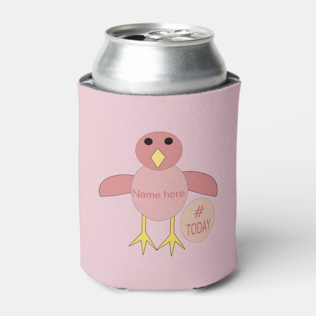 Custom Pink Birthday Girl Chick Can Cooler Dosenkühler (Kanne Vorderseite)