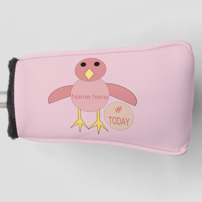 Custom Pink Birthday Girl Chick Golf Putter Cover Golf Headcover (Vorderseite)