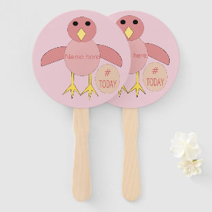 Custom Pink Birthday Girl Chick Hand Fan Fächer