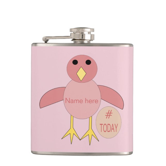 Custom Pink Birthday Girl Chick Hip Flask Flachmann (Vorderseite)