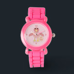 Custom Pink Birthday Girl Chick Kids Watch Armbanduhr<br><div class="desc">Diese phantastische Uhr zeigt einen niedlichen Cartoon eines rosa Küken. Das Küken hat einen blassrosa Bauch und dunkelrosa Flügel und Kopf mit einem gelben Schnabel und Füßen. Neben dem Küken ist ein kleines Ei. Es gibt einen anpassbaren Text, damit Sie dieses Design mit dem Alter und dem Namen des Empfängers...</div>