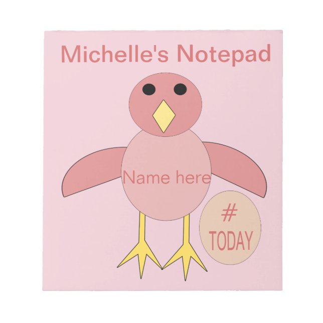 Custom Pink Birthday Girl Chick Notepad Notizblock (Vorderseite)