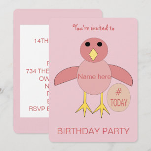 Custom Pink Birthday Girl Chick Party Einladung