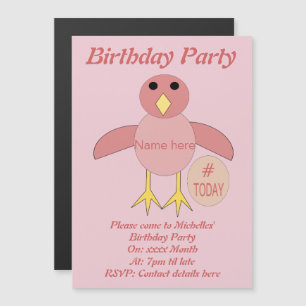 Custom Pink Birthday Girl Chick Party lädt ein Magneteinladung
