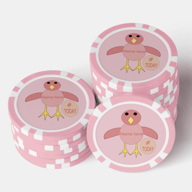 Custom Pink Birthday Girl Chick Pokerchips (Stapel)