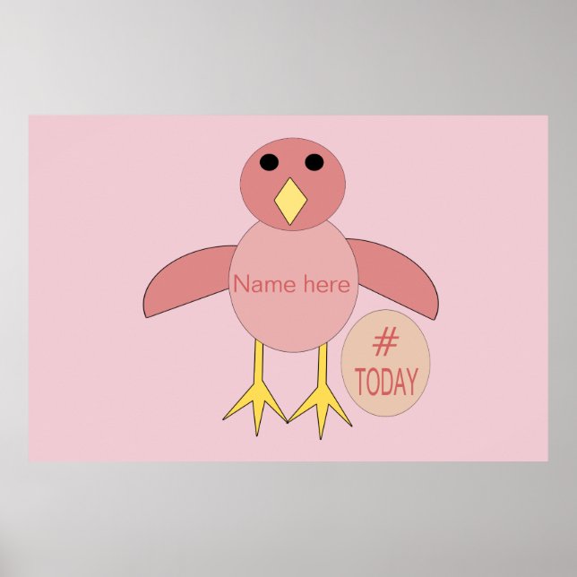 Custom Pink Birthday Girl Chick Poster (Vorne)