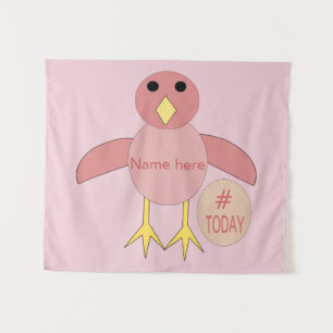 Custom Pink Birthday Girl Chick Tapestry Wandteppich