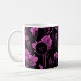 Custom Pink Black Floral Coffee Tasse