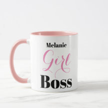 Custom Pink Black Girl Boss Elegant Script