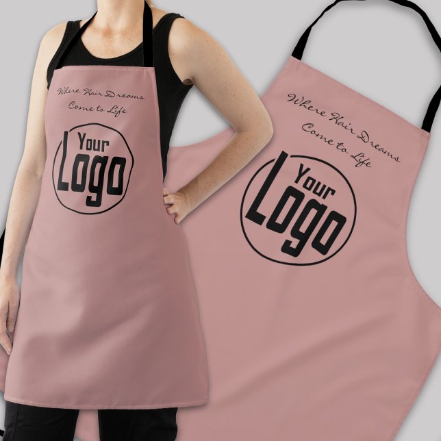 Custom Pink Black Hair Salon Logo Tagline Schürze (Custom Pink Black Hair Salon Logo Tagline Apron)