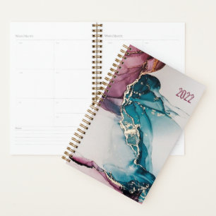 Custom Pink Blue Abstrakt Marble Undatiert Woche 2 Planer
