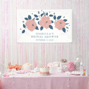 Custom Pink Blue Floral Willkommen in Brautparty Banner