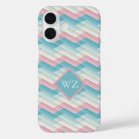 Custom Pink Blue White Zickzack Zigzag Muster