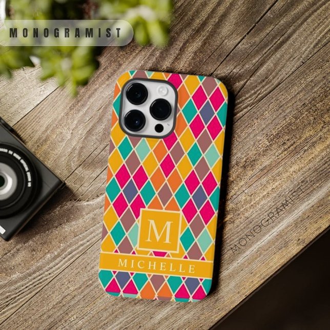 Custom Pink Blue Yellow Lila Diamond Geometric Case-Mate iPhone Hülle (Custom Pink Blue Yellow Purple Diamond Geometric Case-Mate iPhone Case)