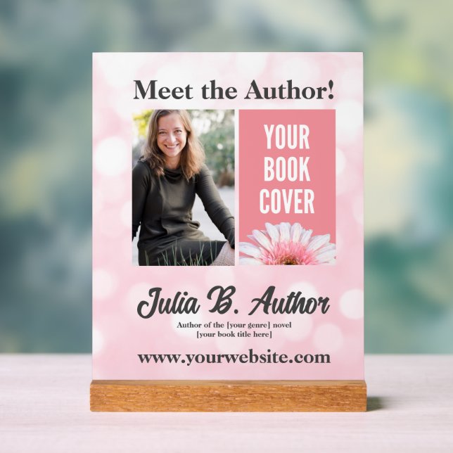 Custom Pink Bokeh Author Book Signing Desk Acrylschild (Neutral)