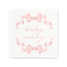 Custom Pink Bow Baby Dusche Napkins