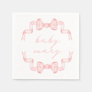 Custom Pink Bow Baby Dusche Napkins Serviette