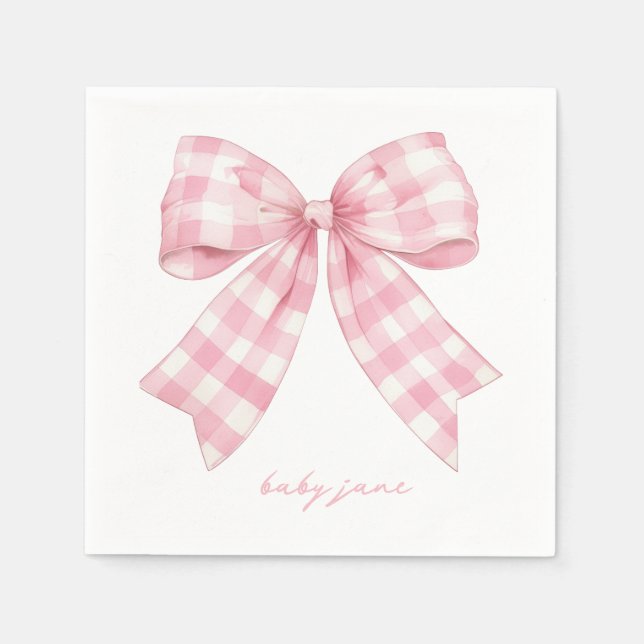 Custom Pink Bow Baby Dusche Napkins Serviette (Vorderseite)